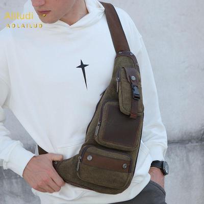Retro Canvas Crescent Chest Bag - Durable, Multi-Function, Large Capacity Messenger