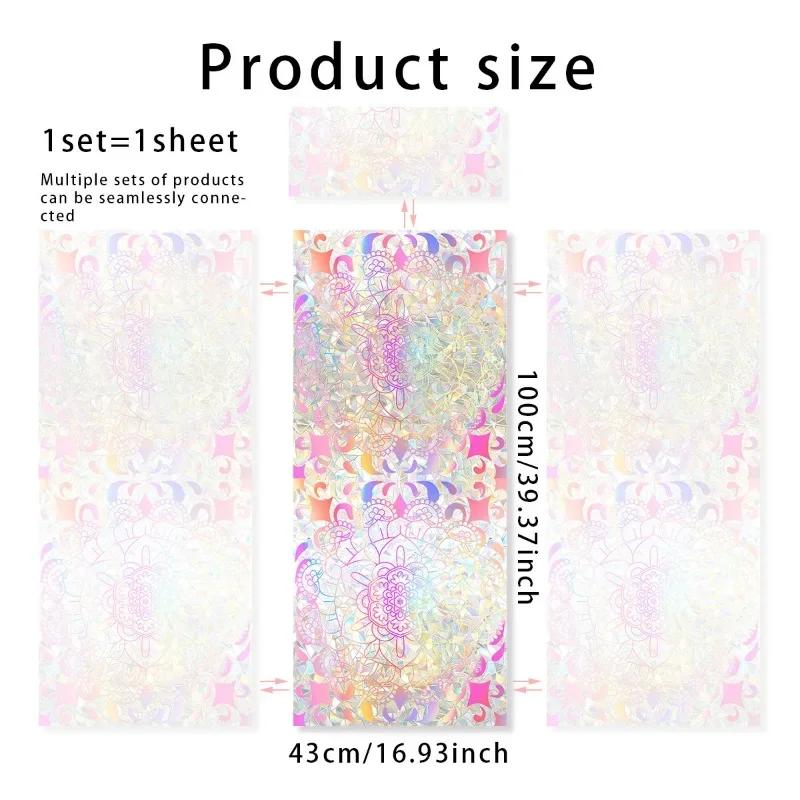 Double-sided Rainbow Design Static Window Privacy Film Colorful Stained Glass Window Film for Privacy Sun Blocking for Windows