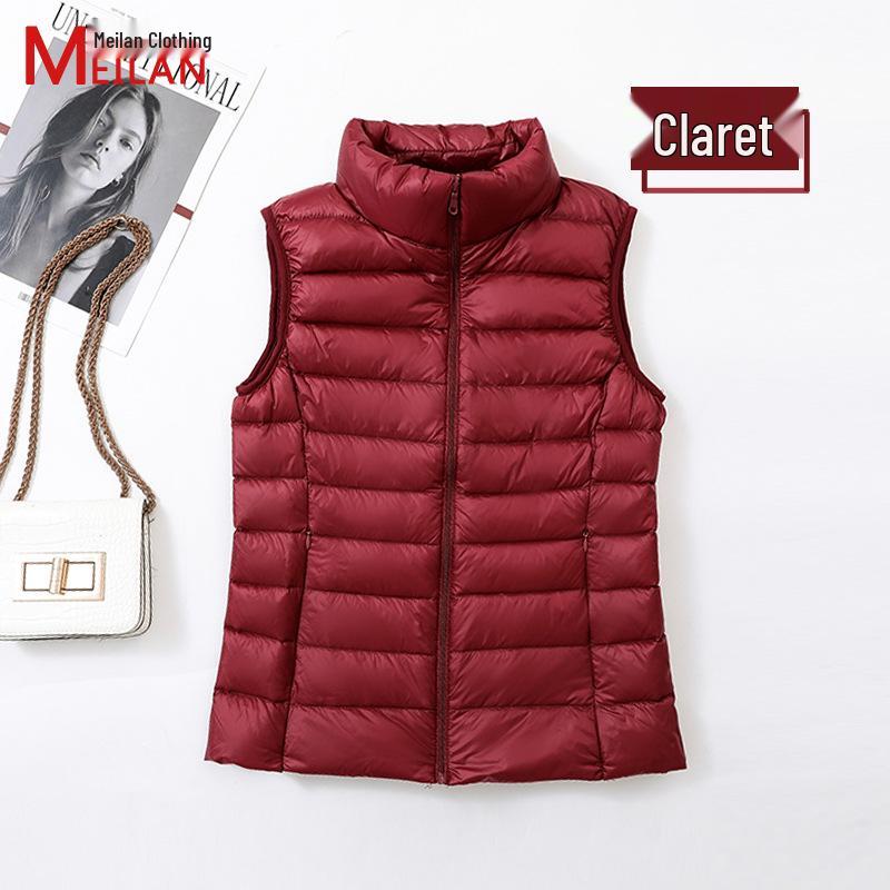 Women's Lightweight Short Down Vest - Sleeveless Winter Outerwear Jacket