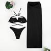 Sexy Push Up Bikini Set High Waist 3 Pieces Swimwear V Neck Biquini Swimsuit Vintage Brazilian Bathing Suit Beach Skirt