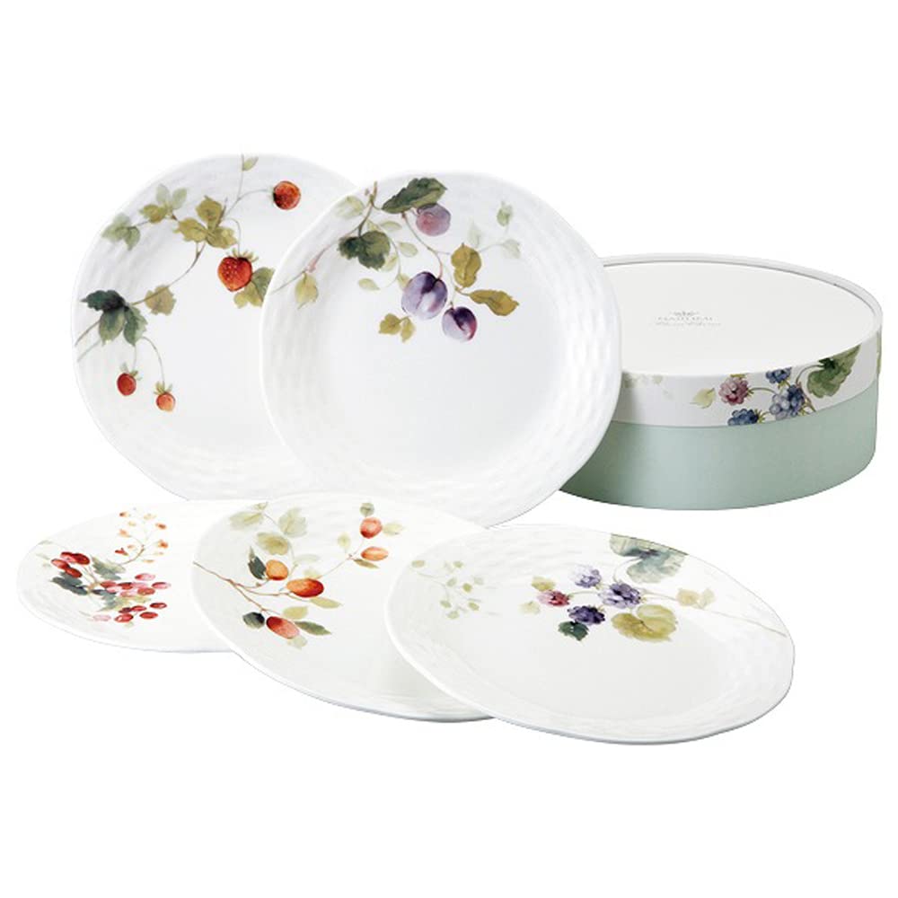 

NARUMI Lucy Garden Assorted Plate Set, 17cm Diameter, Set of 5, Microwave and Dishwasher Safe, 96010-21901P