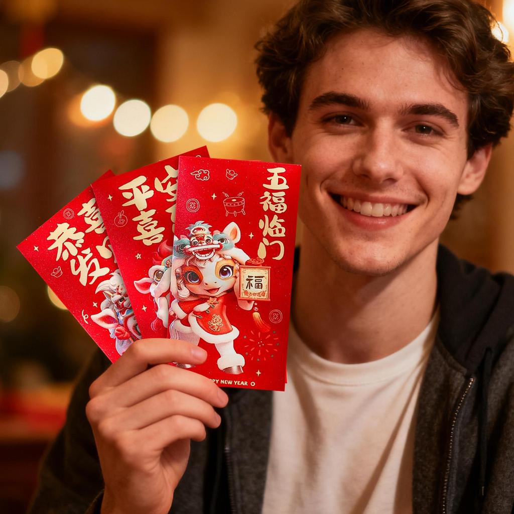 6pcs Red Money Envelopes Year Of The Horse New Year Party Favor 2026 Money Envelopes Chinese Spring Festival Cash Red Packets