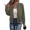Autumn and Winter Solid Color Zipper Jacket, Baseball Collar, Casual Jacket for Women
