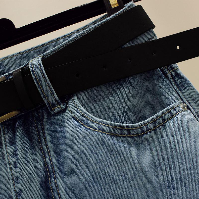 Jupe en jean rétro taille haute évasée pour femme avec fente - Design d'été mi-long 2023