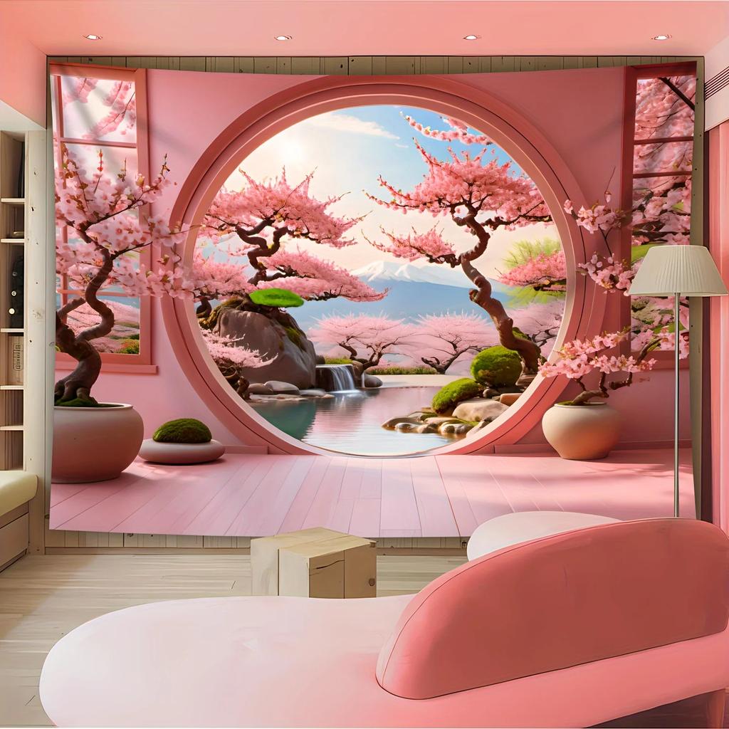 Pink Landscape Decorative Tapestry Living Room Bedroom Office Home Decorative Room Decorative Tapestry 180X280CM