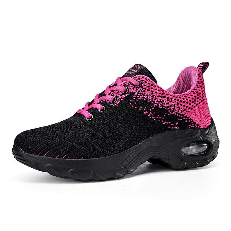 Large size new fashion casual shoes air cushion flying woven women's shoes sports shoes breathable mesh shoes heightening rocking shoes