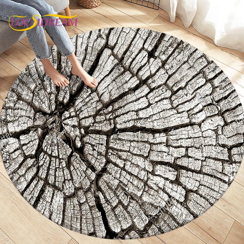 3D Wood Grain Round Area Rug,Circle Carpet Rug for Living Room Bedroom Sofa Cloakroom Decor,Kids Play Non-slip Floor Mat,Pet Mat