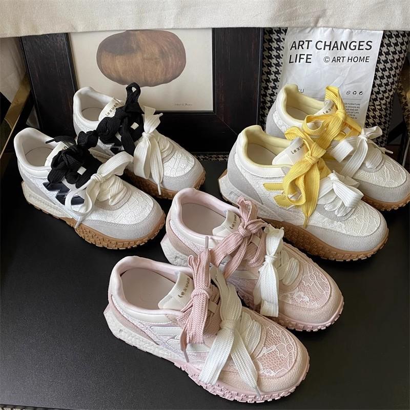 Thick-soled lace non-slip heightening Forrest Gump shoes women's spring and summer 2025 retro casual sports shoes small German training shoes