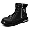Martin boots fashionable men's high-top locomotive boots multi-zipper metal element non-slip and wear-resistant men Martin