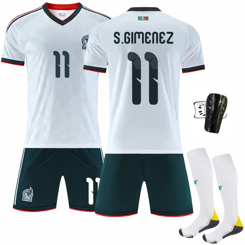 Mexiko Auswärts-WM-Trikot Nr. 11 Kinder-Set Neues Fußball-Set Atmungsaktive Fußball-Trainingsuniform