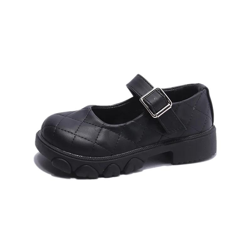 Kids Leather Shoe Spring Autumn Black School Girl Shoes Thick Bottom Versatile Children Fashion Princess Causal Mary Jane Shoes