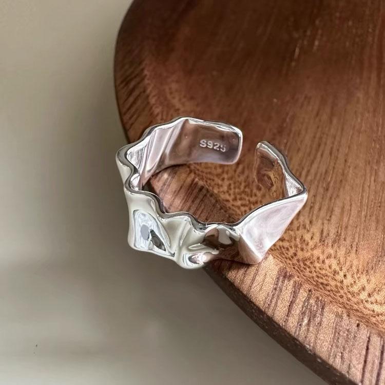 Xiaomi 925 Sterling Silver Simple Ring For Women Fine Jewelry Finger Adjustable Open Vintage Triangle Ring For Party Birthday Gift