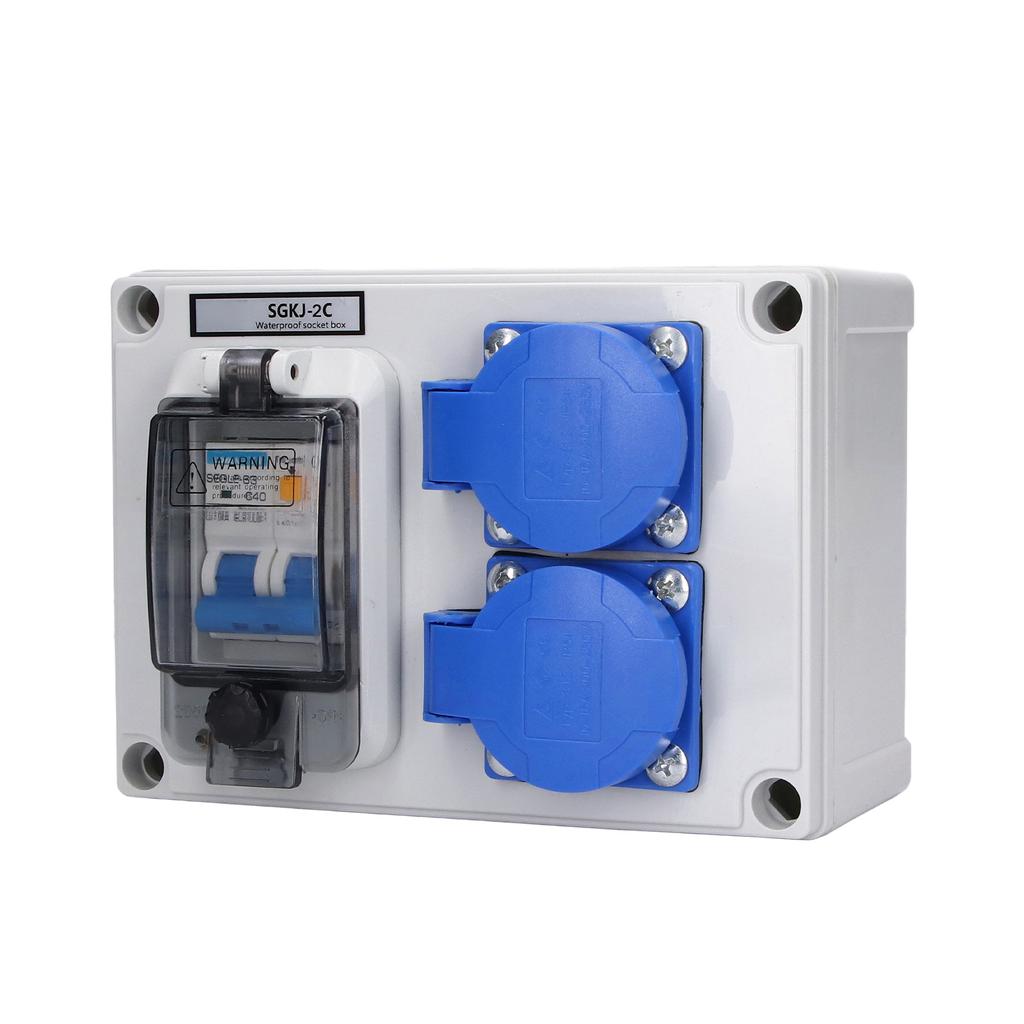 Wall Socket Dual German Power Outlet Box Receptacle 200250V with 40A 1P+N RCD