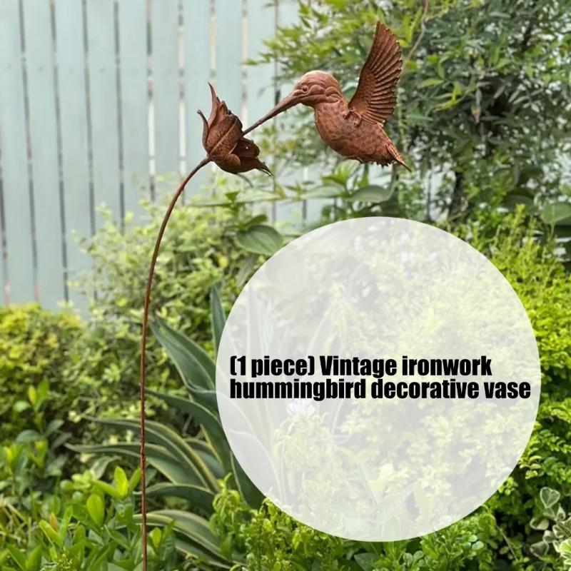 Unique Metal Hummingbird Sculpture Artistic Wrought Iron Bird Sculpture Outdoor Home Decoration Centerpieces