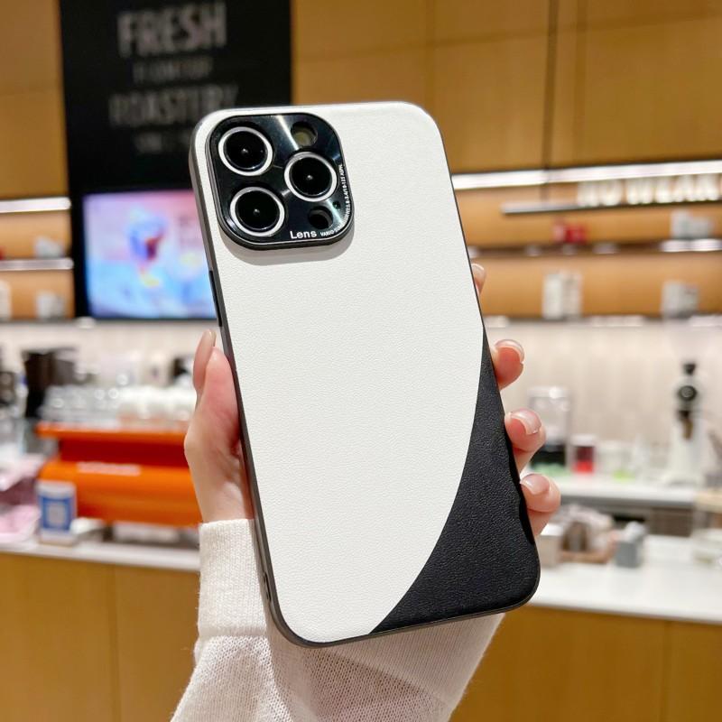 Premium Vegan Leather Phone Case IPhone 14 Pro Max With Dual-Tone Design Shockproof Back Cover
