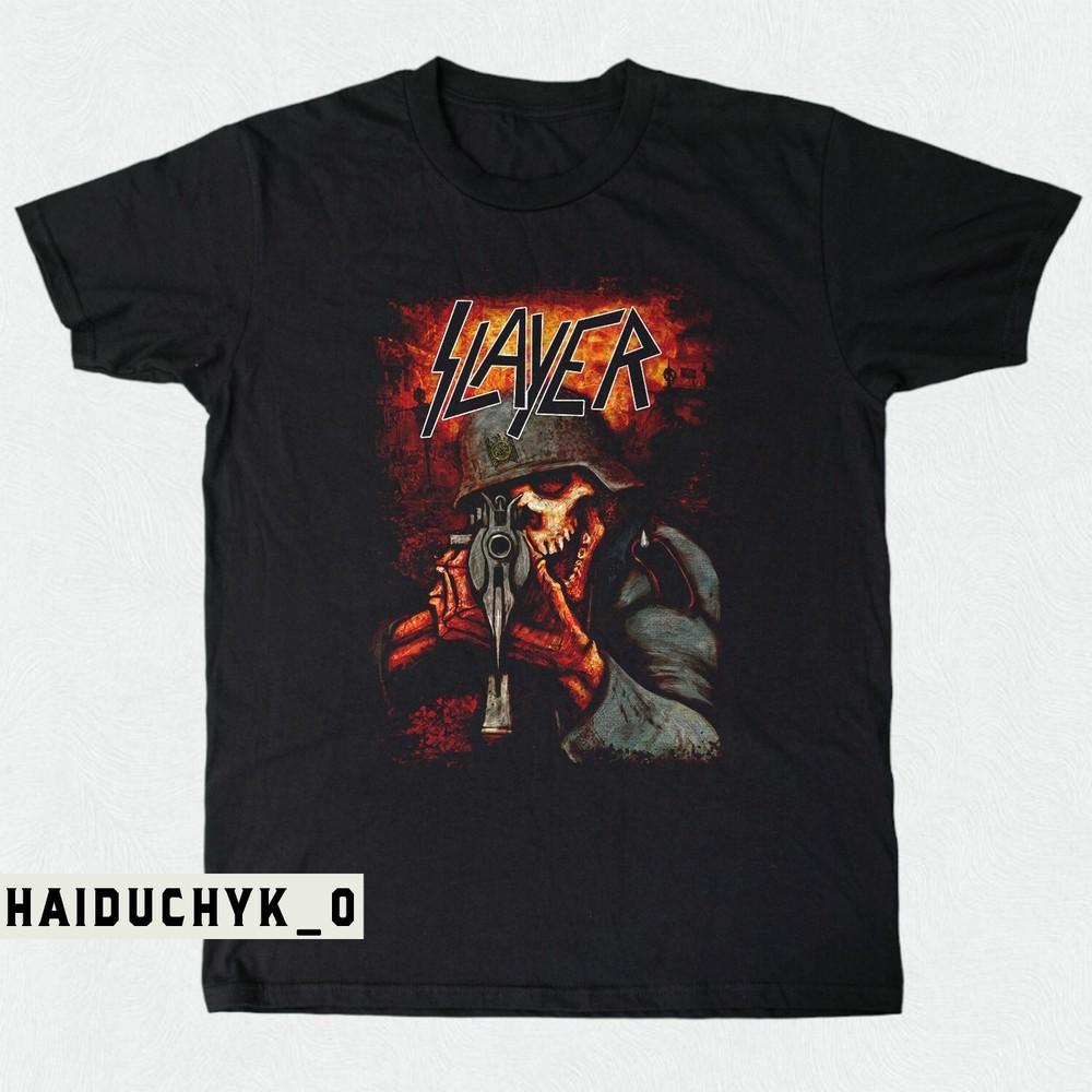 Slayer Krieger Schädel Retro 90er Unisex Schwarzes T-Shirt Größe S-5XL Unisex T-Shirt