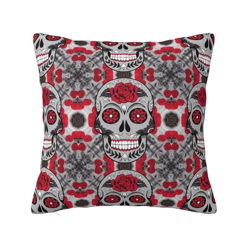 

Modern Mexican Sugar Skull Art Cushion Cover Soft Day of the Dead Gothic Throw Pillow Case Bedroom Decoration 30x30cm 12x12in