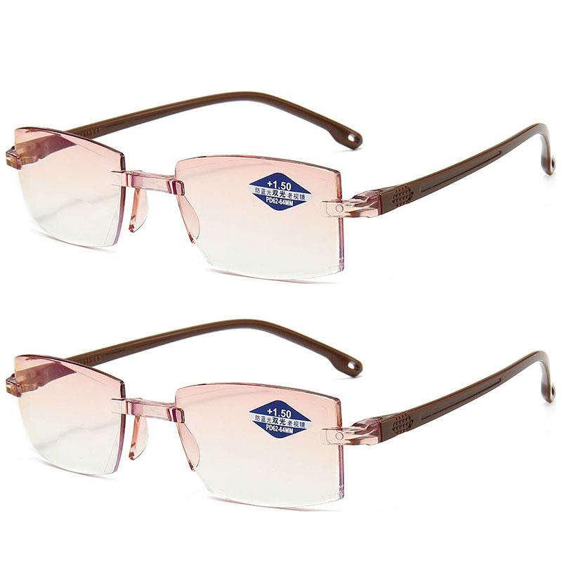 2PCS Women Reading Glasses Anti Blue Light Progressive Eyewear Near Far Prescription Glasses for Men and Women