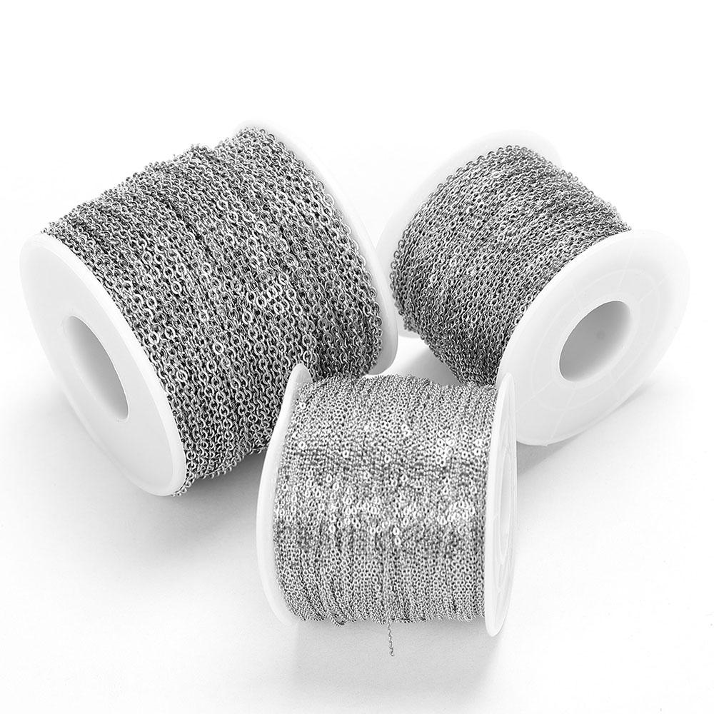 10 Meter 1/1,5/2mm Edelstahl Halskettenketten O-Form Kreuzkette Zubehör für Armbänder Schmuckherstellung Komponenten DIY