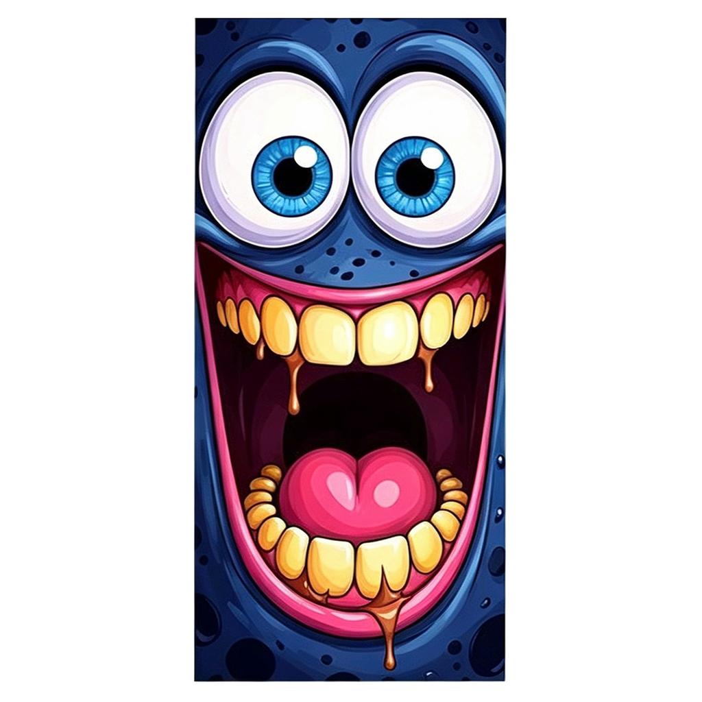 Cartoon Monster Trash Can Sticker Funny Face Wheeled Bin Decal Matte Flat Print Outdoor Indoor Adhesive Large