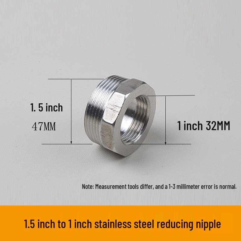 304 Stainless Steel Reducing Nipple, Male/Female, Thickened, 6-Point to 4-Point, 4-Point to M14 Pressure Gauge Adapter