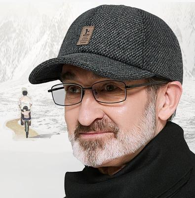 Elderly Hat Autumn And Winter Hat Men'S Woolen Baseball Cap Outdoor Ear Cap Hats Peaked Cap  Casual Leisure Warm Hat