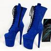 20CM Stiletto Suede Sexy Round Toe Pole Dance Boots - Platform Nightclub Model High Heels for Plus Size