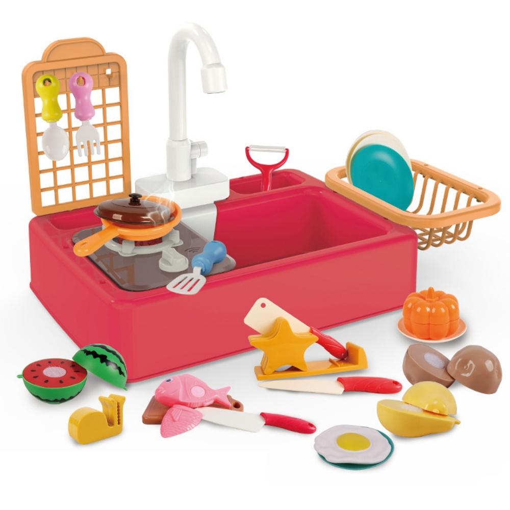 Kids' Kitchen Tools and Gadgets Electric Dishwasher Fruit Vegetable Clean Basin Simulate Circulate Water Toy keuken accessoires
