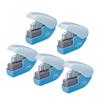 Plus Paper Clinch Mini Needleless Set of 5 Stapler, Blue,