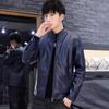 Off-season strict selection of men's PU leather jacket, spring and autumn Korean trend velvet thickened handsome locomotive leather jacket men's cloth