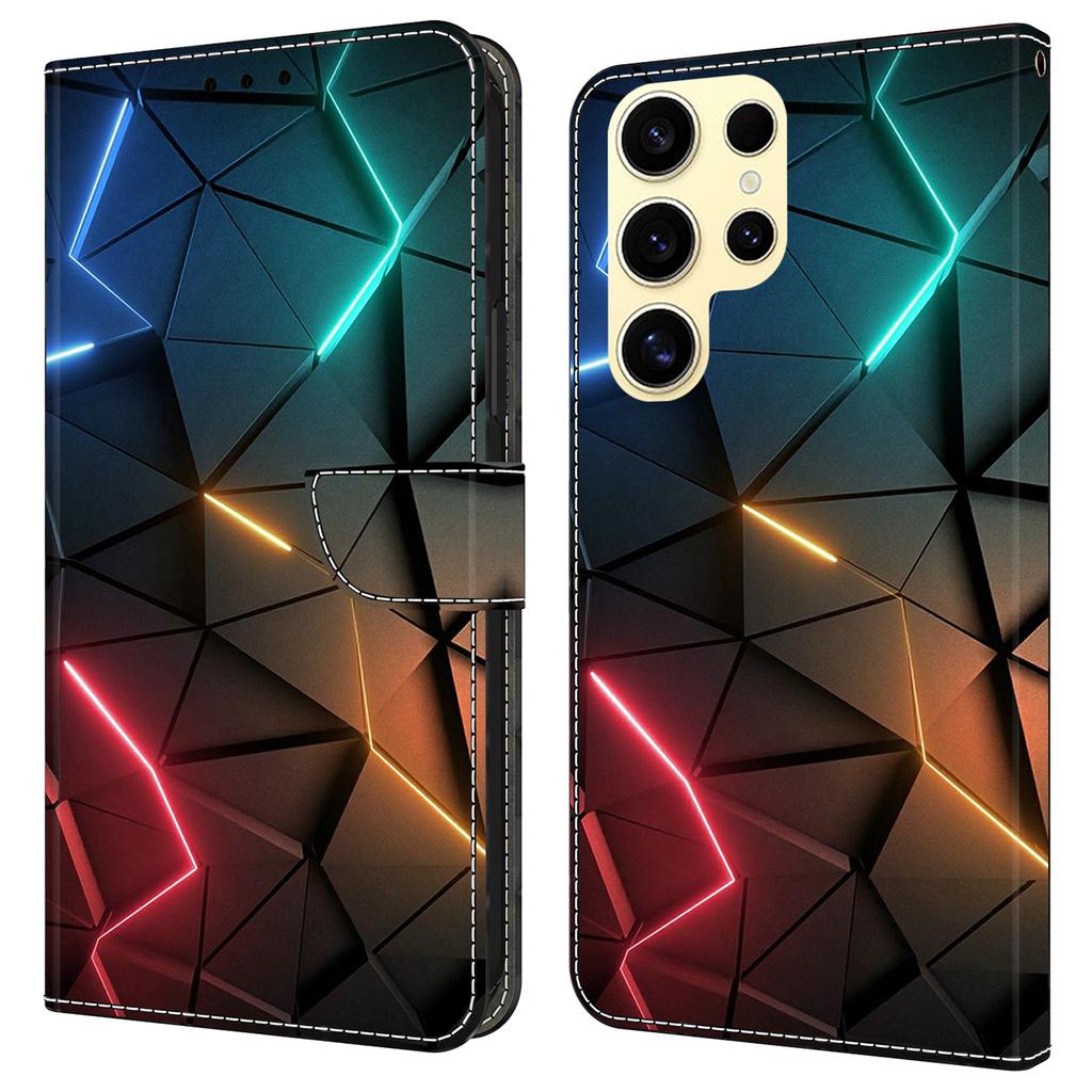 Für Samsung Galaxy S25 Ultra Hülle Brieftasche Ständer Musterdruck PU Leder Klapphülle