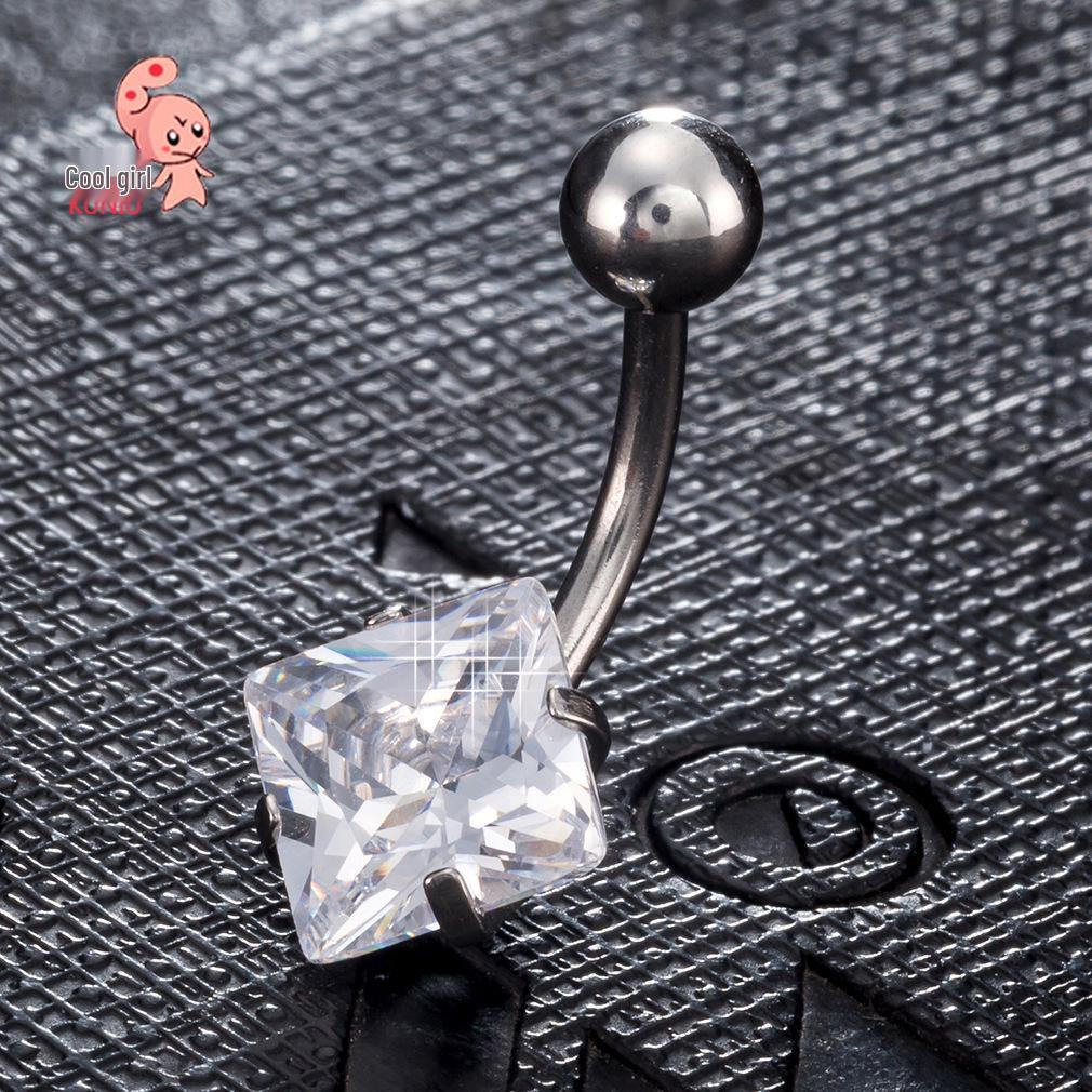 Rhombus Belly Button Ring - Fashionable Navel Jewelry with Unique Personality Design