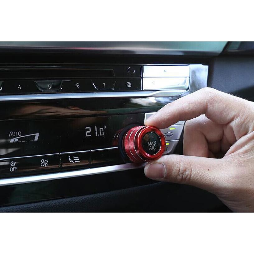 Fit For BMW 7 Series 2016- Red Aluminum Middle Console Ac Knob Cover Trim