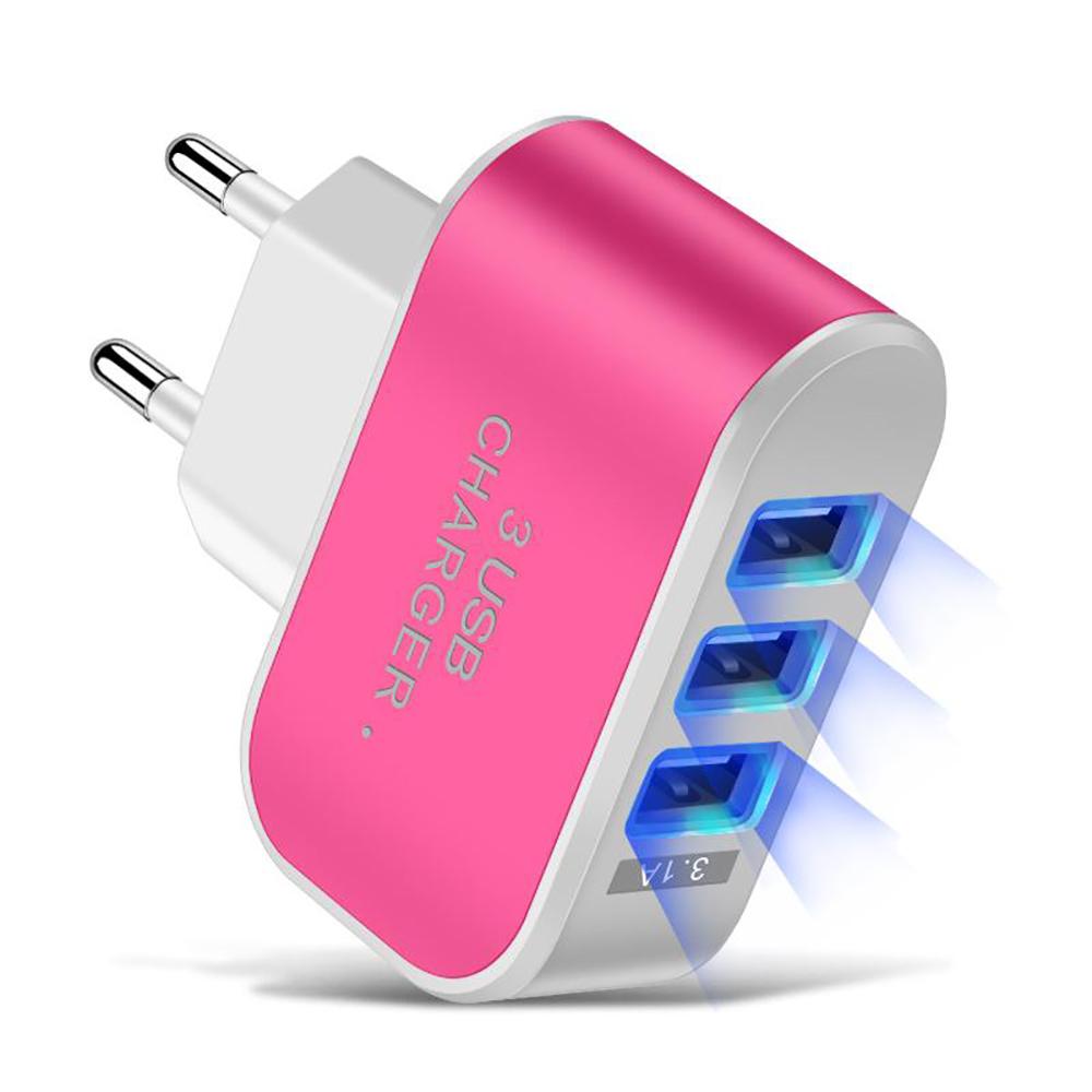 3 Ports USB Charger 3 In 1 Multifunctional Charging Head 5V 1A USB Charging Plug Mobile Phone Charger for iPhone Samsung Xiaomi