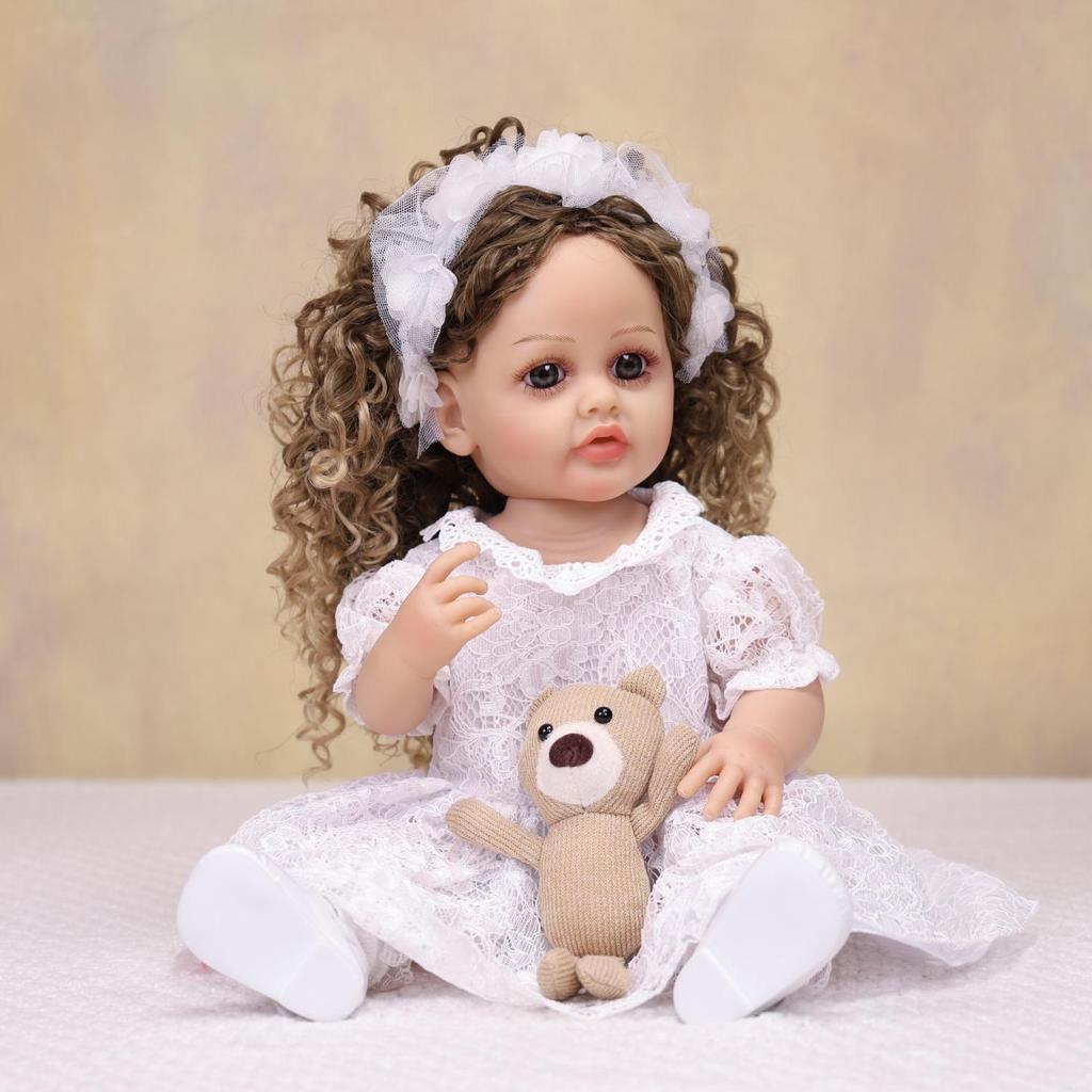 KEIUMI Boneca Reborn de 22 Polegadas Silicone Vinil Integral Pele Realista Aparência de Princesa Menina Recém-nascida Brinquedo Presente de Aniversário para Crianças