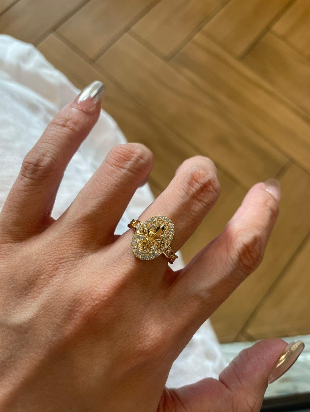 All Diamond Flower-shaped Ring, Ring, High-end Ring, Lady s Ring one size