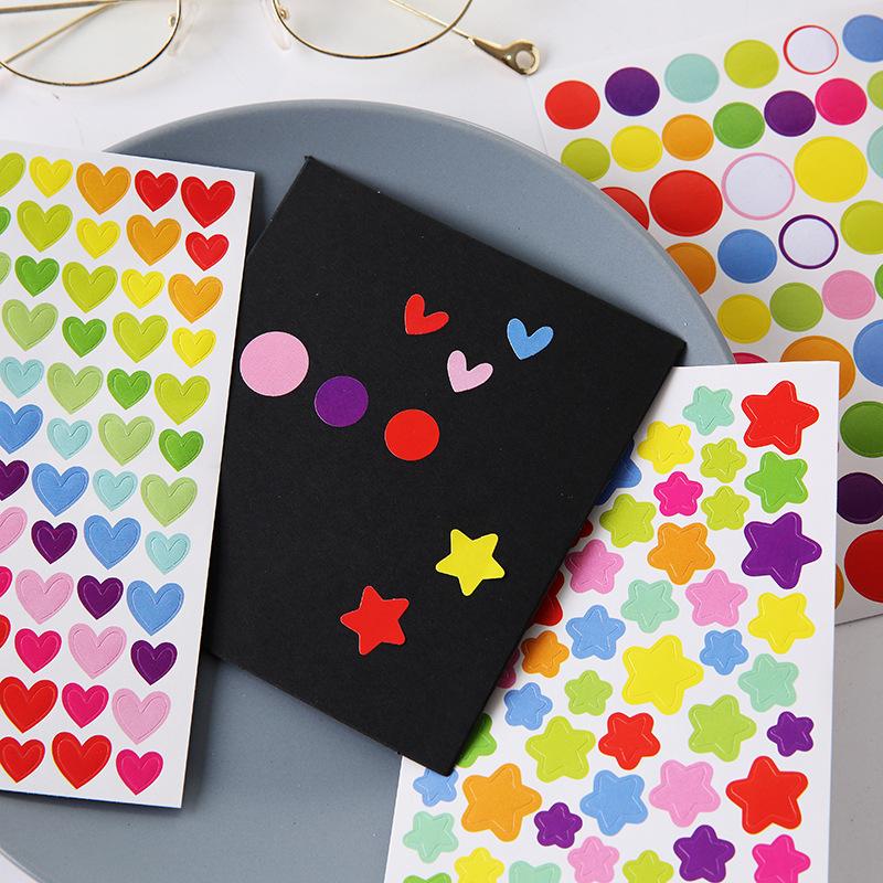 6 Sheets Colorful Stickers Pack Mini Star Heart Dots Self-adhesive Paper Marker Notes Decoration for Diary Album Reward