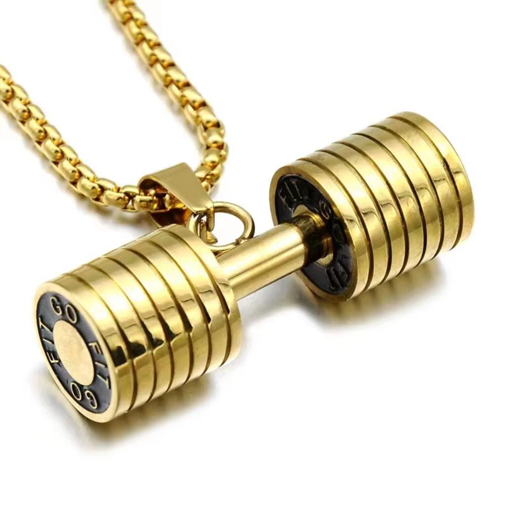Zinc Zinc Alloy Fitness Series Pendants Bead Chain Dumbbell Sports Necklace  Jewelry Accessories