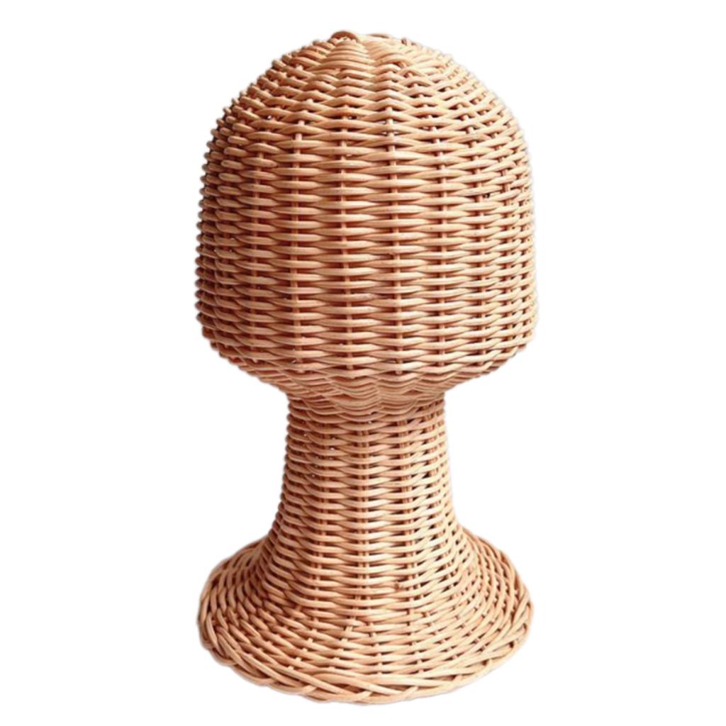 Elegant Hat And Wig Holder Rattan Crafted Mannequin Head Headwear Showcase Rack For Fashion Enthusiasts