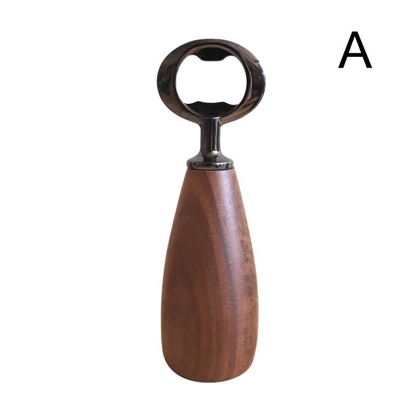 Wooden Bottle Opener Bartender Handheld Beer Jar Opener Wooden Can Stainless Steel Bottle Opener Creative Bottle Opener