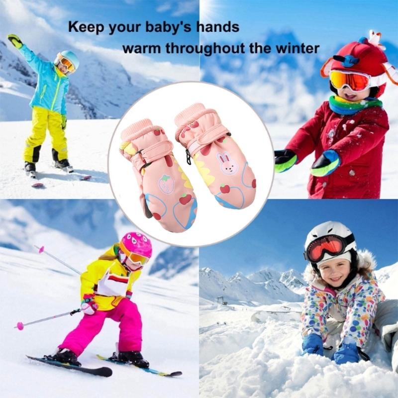 Thickened Winter Gloves Anti Slip Snow Gloves Unisex Warm Mittens Outdoor Skiing Skating Hiking Essential for Children