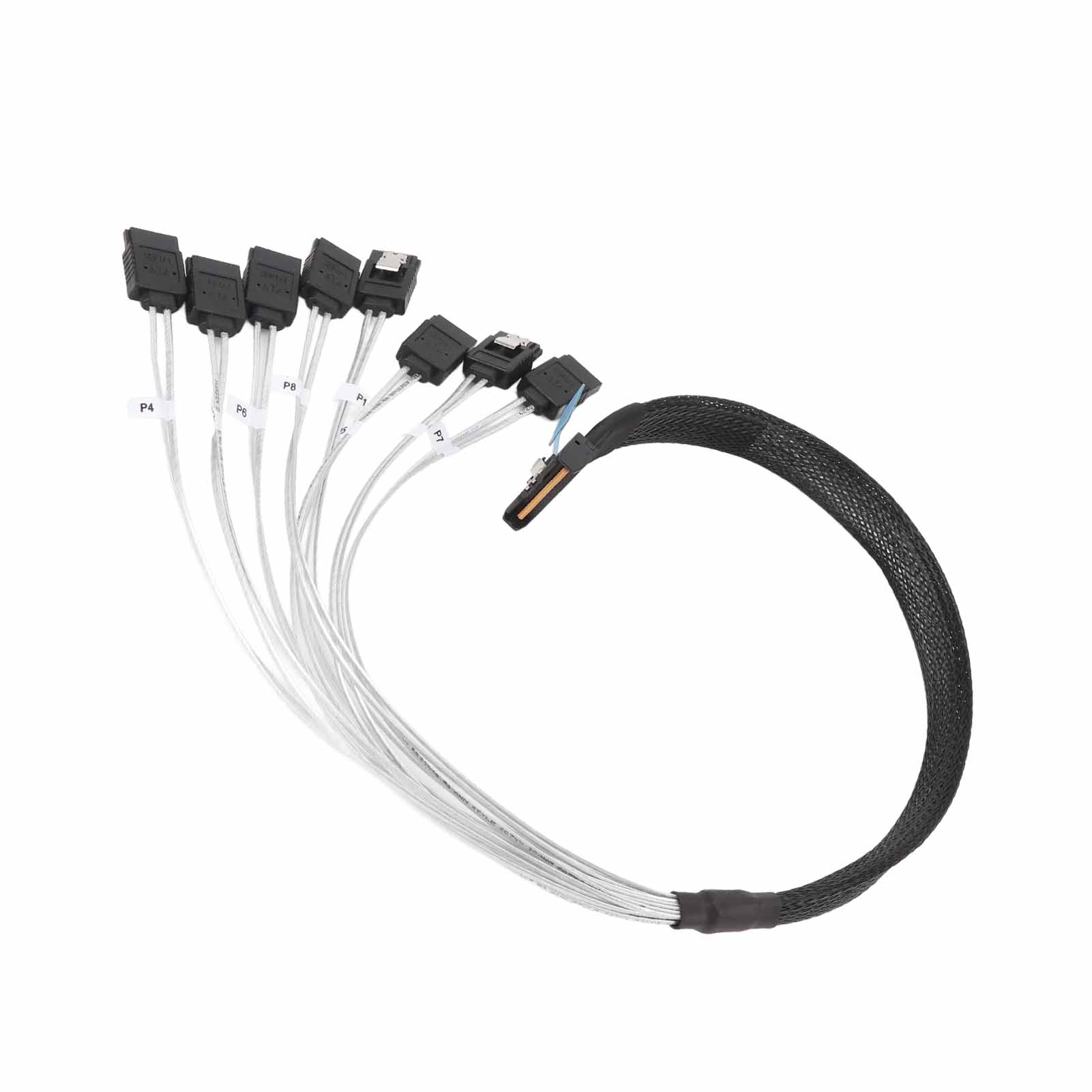 

MCIO 8i to 8xSATA3.0 Cable 19.7 Inch Silver Plated OFC PCIE 5.0 MCIO 8i 74 Pin High Speed Server Data Transmission