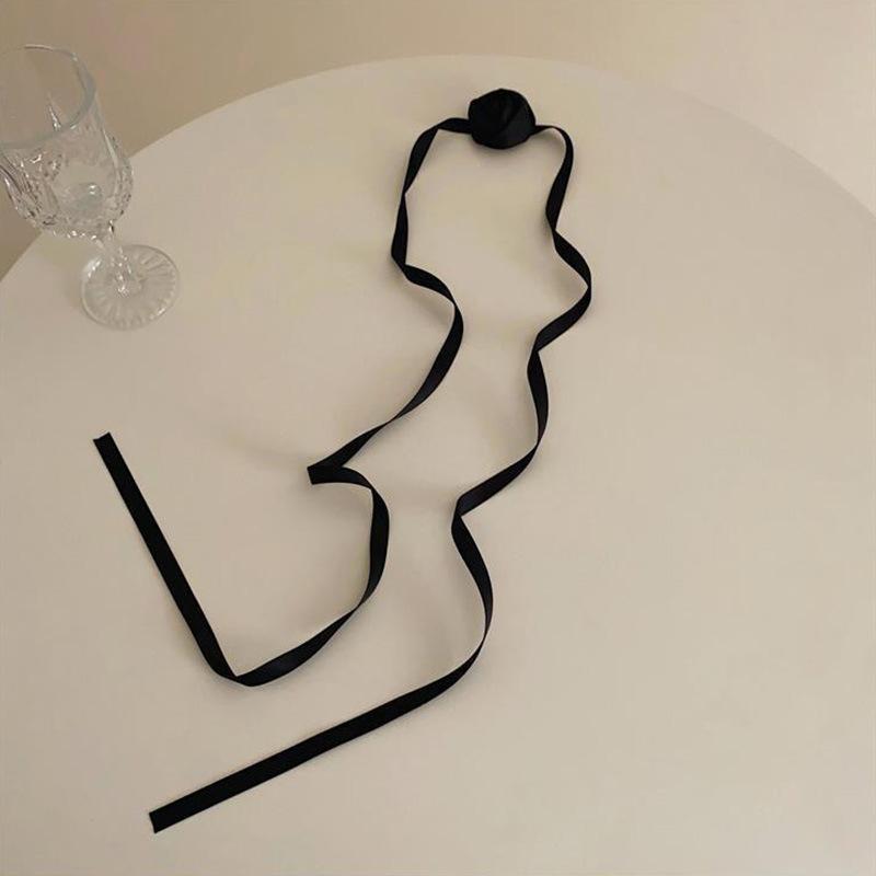 Rose satin necklace~ Super fairy French retro atmosphere flower ribbon multi-purpose braided hair wrist necklace jewelry