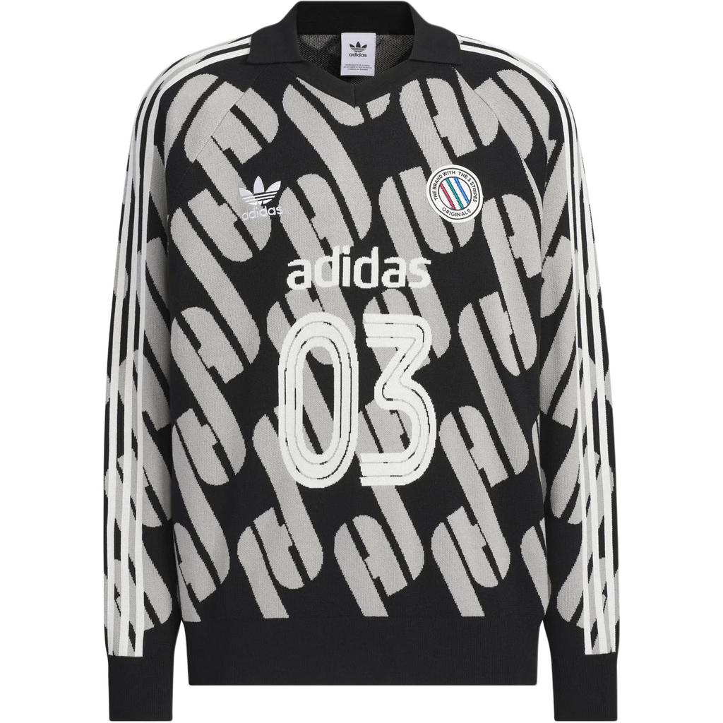 Adidas Originals Adicolor 24 Fall Winter Collection Color Block Knitted Sports Hoodie American Stripes Unisex Hoodies Black Medium-Heather-Gray JL8369