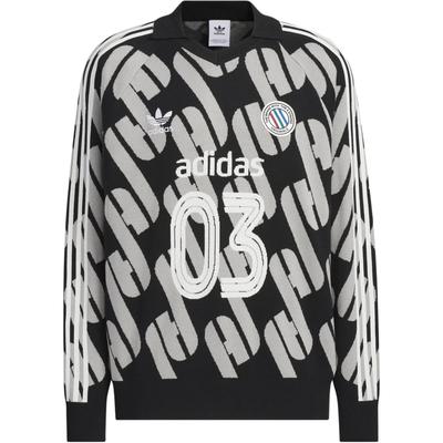 adidas Originals Adicolor 24 Collezione Autunno Inverno Felpa Sportiva Lavorata a Maglia Color Block Righe Americane Felpe Unisex Nero Grigio Medio-Melange JL8369