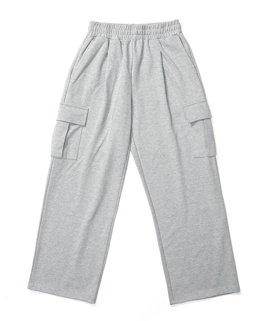 GAKKAI UNIONS Single-Pleat Wide Sweatshirt Cargo Pants Gray
