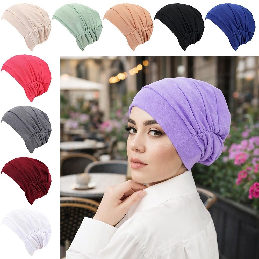 Vintage Hijab Caps Elastic Islamic Headband Comfortable Twist Knot Turban Hat Women Headwear