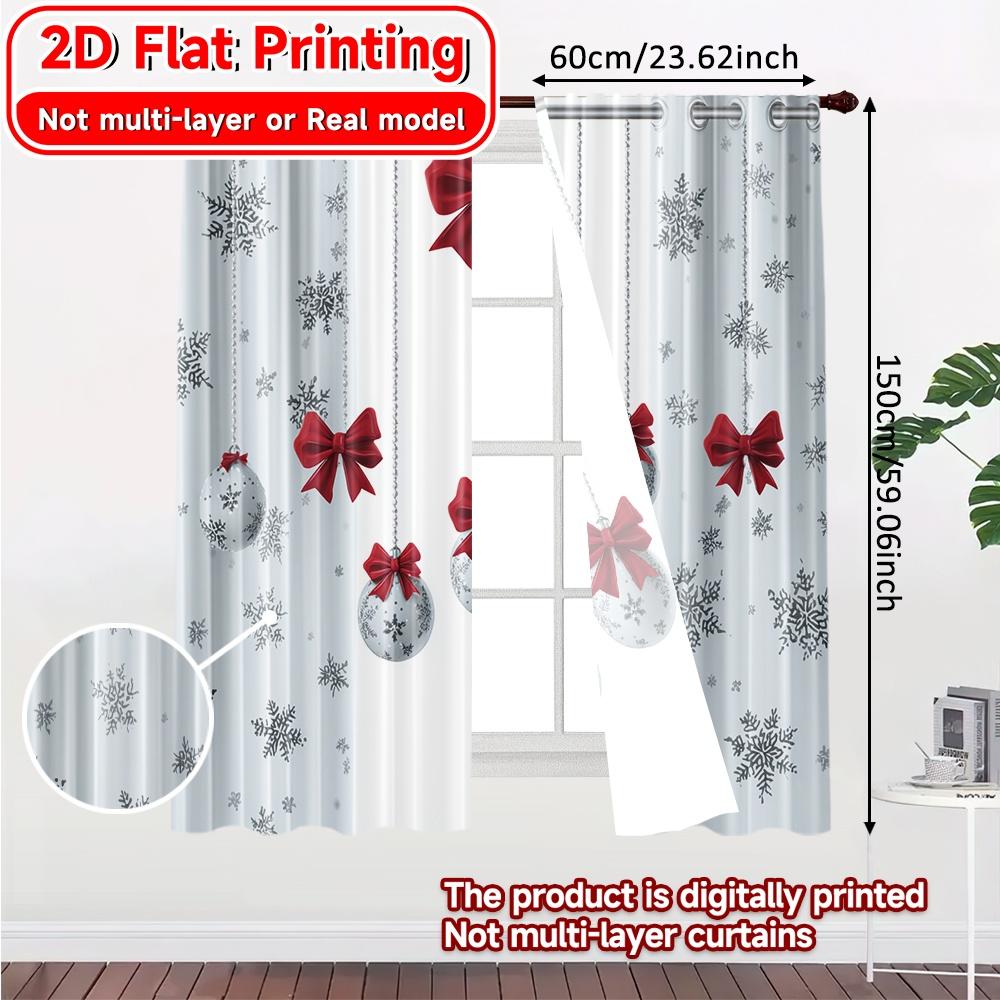 Set Of 2 Flat Printing Festive Corner Print Curtains Prints Room Decor Perfect Bedroom Modern Semi Sheer Made Polyester Window Treatment