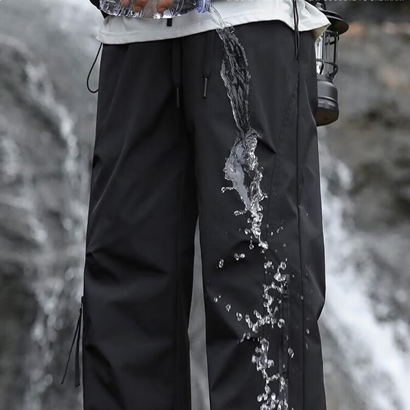 ROMON Men's Fleece-Lined Waterproof Windproof Casual Long Pants