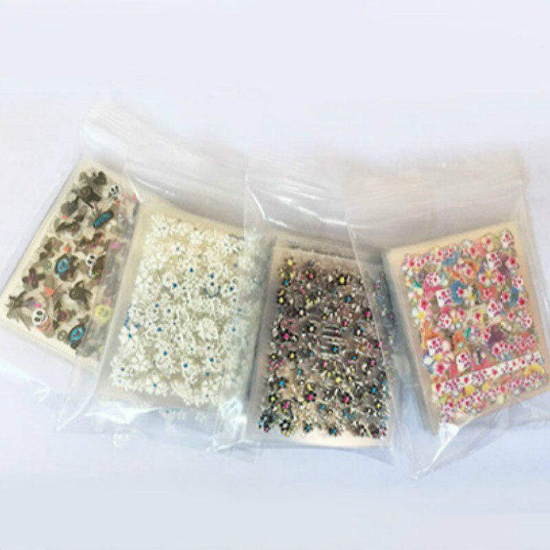 30Pcs/set Nail Stickers Pink Cute Cartoon Flower Personality Trend 3D Nail Stickers Children Animal Nails Decal Nail Decoration